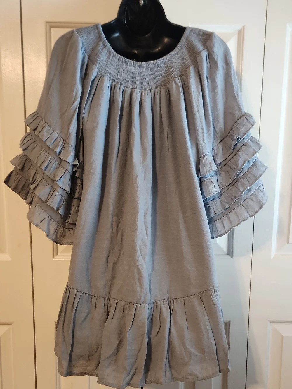 Blue Relaxed Ruffled Tunic - Womens Size: Sm/Med.